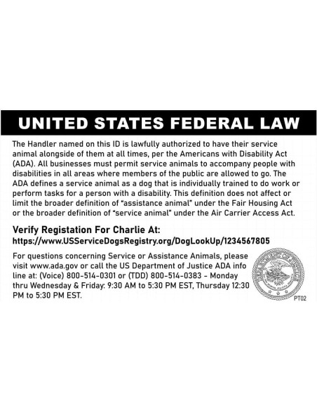 Tarjeta de Identificación Personalizada Just 4 Paws para Perros de Servicio