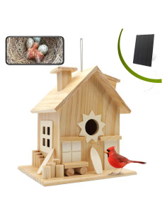 Casa de Aves con Cámara Solar Intoo Lifes HD 2K Madera