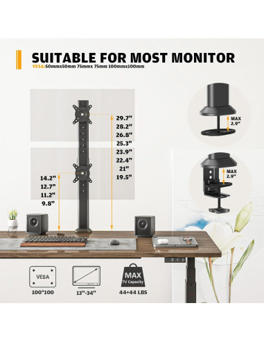 Soporte Doble para Monitores Hemudu HD04B-002 13-34" Negro
