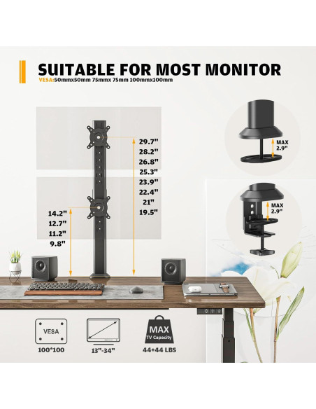 Soporte Doble para Monitores Hemudu HD04B-002 13-34" Negro