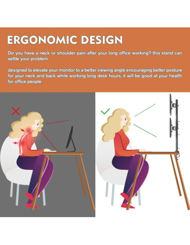 Soporte Doble para Monitores Hemudu HD04B-002 13-34" Negro