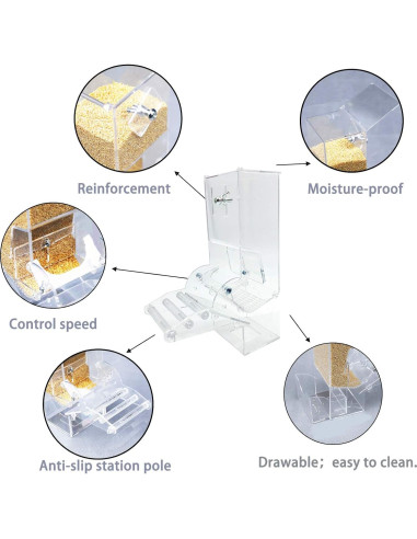 Comedero Automático Hamiledyi 2 Pcs para Aves 6x7.5x21 cm