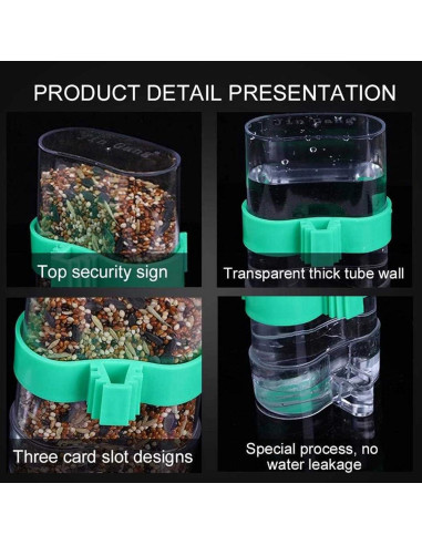 Comedero Automático Hamiledyi 2 Pcs para Aves 6x7.5x21 cm