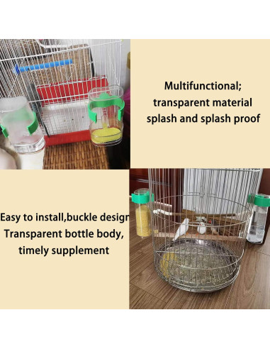 Comedero Automático Hamiledyi 2 Pcs para Aves 6x7.5x21 cm