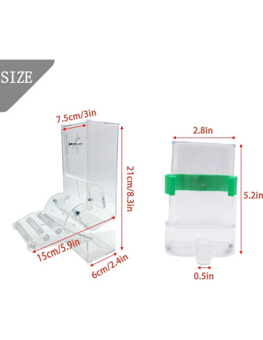 Comedero Automático Hamiledyi 2 Pcs para Aves 6x7.5x21 cm