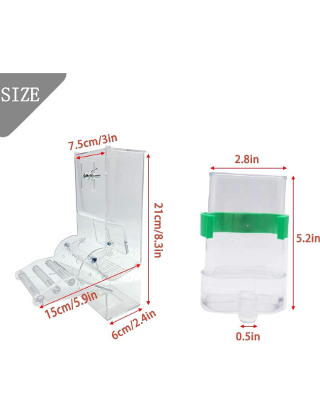 Comedero Automático Hamiledyi 2 Pcs para Aves 6x7.5x21 cm