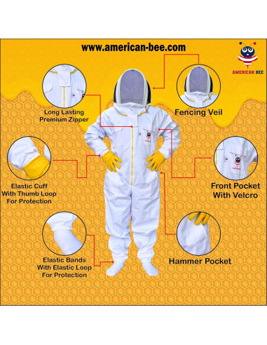Traje de Apicultura American Bee Algodón Mediano A Prueba Picaduras
