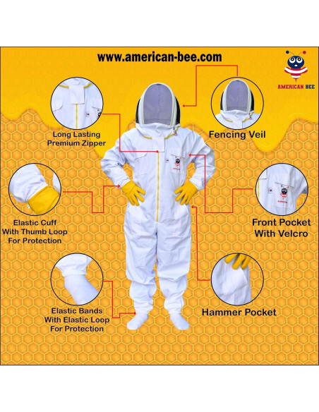 Traje de Apicultura American Bee Algodón Mediano A Prueba Picaduras