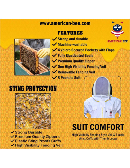 Traje de Apicultura American Bee Algodón Mediano A Prueba Picaduras