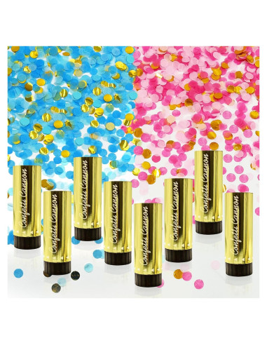 Confeti de Revelación de Género 8 PCS LEFUBABY Rosa y Azul