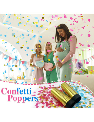 Confeti de Revelación de Género 8 PCS LEFUBABY Rosa y Azul