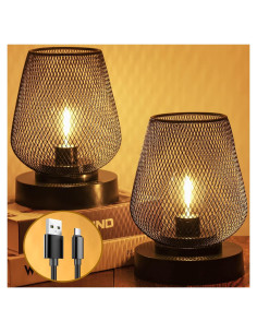 Lámpara de Mesa Recargable UBright 2 Pzas 4 Modos Negra