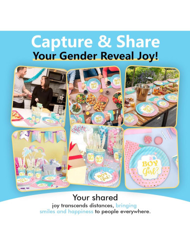 144 PCS Vajilla Desechable Baby Shower Previvo Azul Rosa