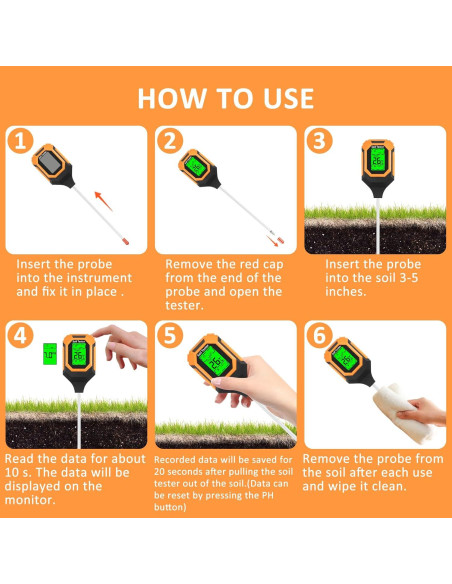 Medidor de Suelo 4-en-1 IRTOV pH/Humedad/Temperatura/Luz