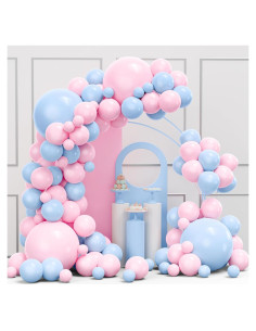 Kit de Arco de Globos Rosa y Azul YMSZ 134pcs Decoración Fiesta