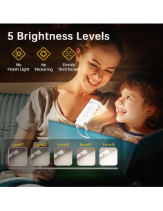 Luz de Lectura Recargable CUNLU 9 LEDs 3 Colores 5 Brillos 2