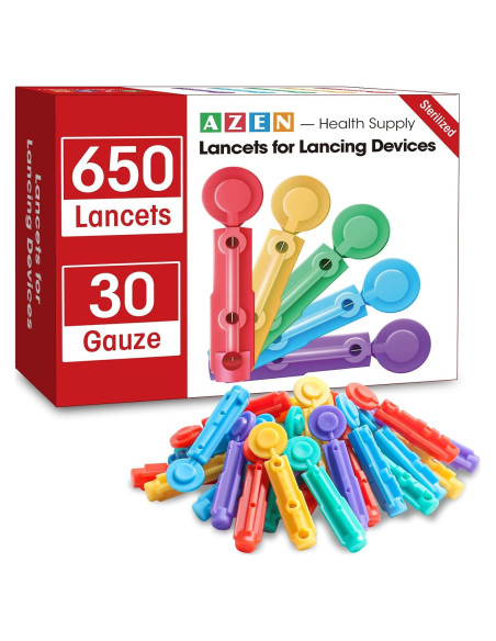 Lancetas Estériles AZEN 650 Pcs 30G para Diabetes