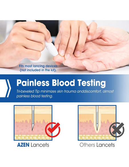 Lancetas Estériles AZEN 650 Pcs 30G para Diabetes