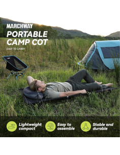 Cama Plegable MARCHWAY para Camping 2,95 kg Negra 2