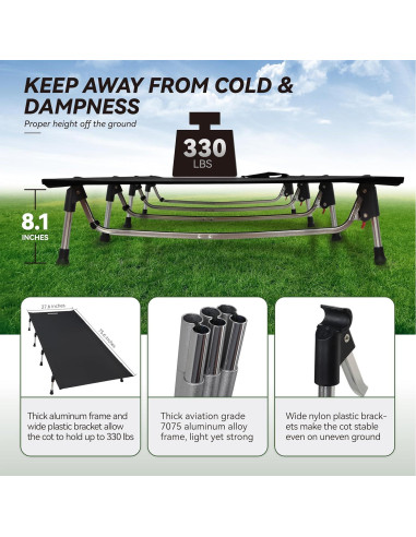 Cama Plegable MARCHWAY para Camping 2,95 kg Negra