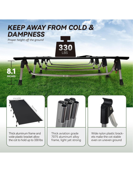 Cama Plegable MARCHWAY para Camping 2,95 kg Negra Cama Plegable MARCHWAY para Camping 2,95 kg Negra