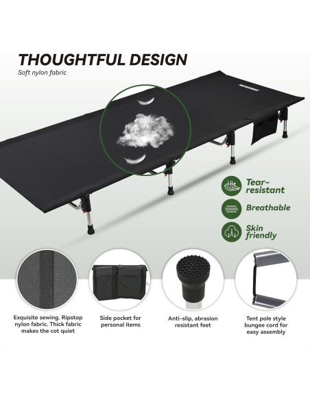 Cama Plegable MARCHWAY para Camping 2,95 kg Negra Cama Plegable MARCHWAY para Camping 2,95 kg Negra