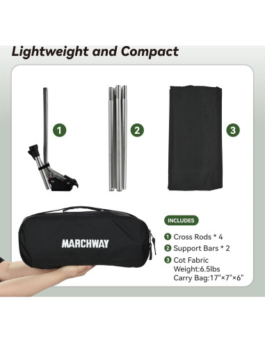 Cama Plegable MARCHWAY para Camping 2,95 kg Negra