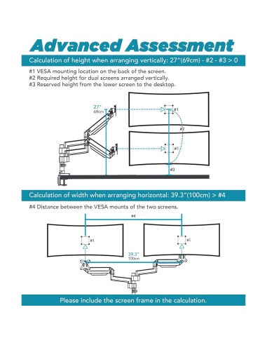 Brazo de Monitor ULTRARM MA20PW-A Ajustable Blanco 49"