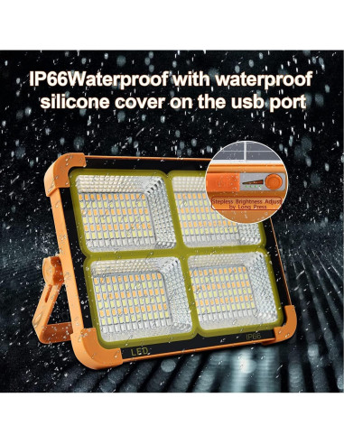 Luz Solar Portátil CREATESTAR 100W 12000mAh LED 4 Modos