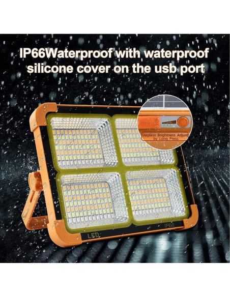 Luz Solar Portátil CREATESTAR 100W 12000mAh LED 4 Modos