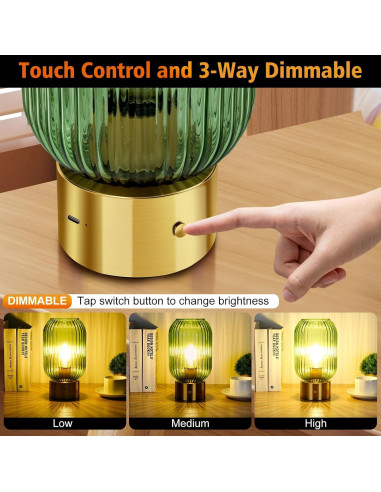 Lámpara de Mesa Recargable LEDIKON Vintage Dimmable 3 Niveles