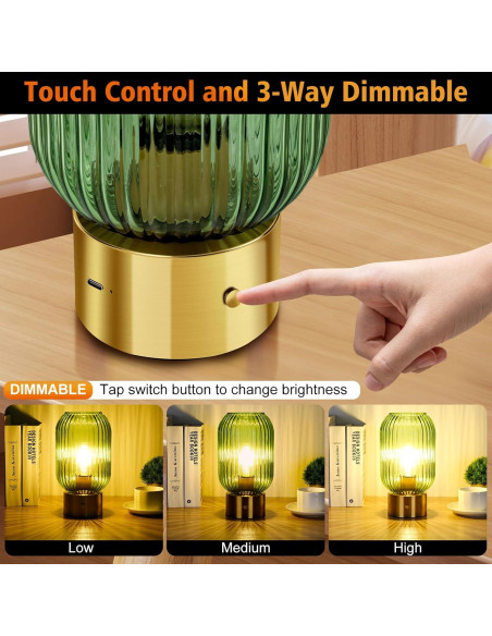 Lámpara de Mesa Recargable LEDIKON Vintage Dimmable 3 Niveles