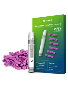 Dispositivo de Punción AUVON con 100 Lancetas y Ajuste de Profundidad