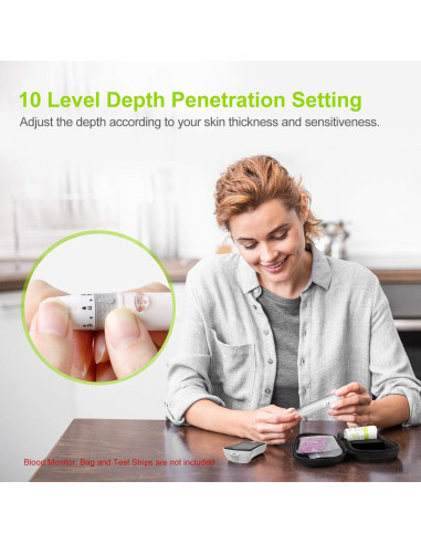 Dispositivo de Punción AUVON con 100 Lancetas y Ajuste de Profundidad