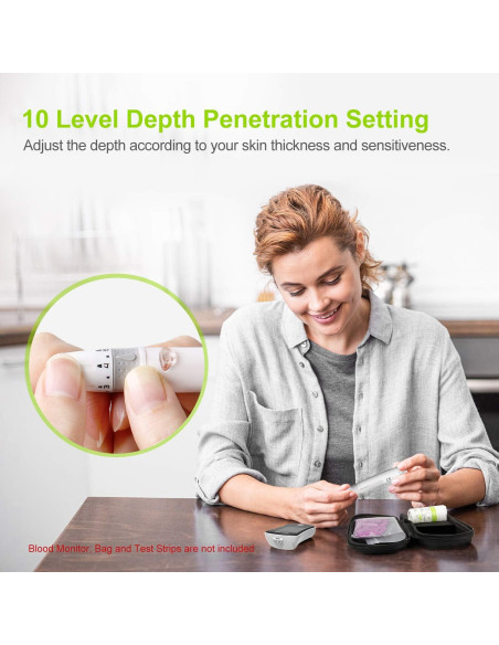 Dispositivo de Punción AUVON con 100 Lancetas y Ajuste de Profundidad