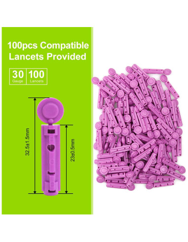 Dispositivo de Punción AUVON con 100 Lancetas y Ajuste de Profundidad