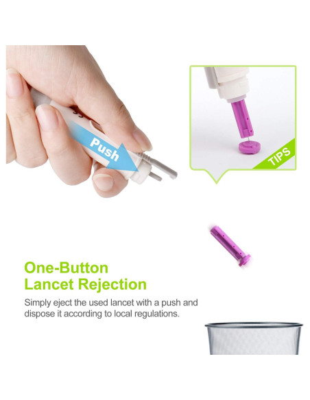 Dispositivo de Punción AUVON con 100 Lancetas y Ajuste de Profundidad