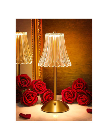 Lámpara Mini Vintage Dorada Rosa Recargable 10 Brillos