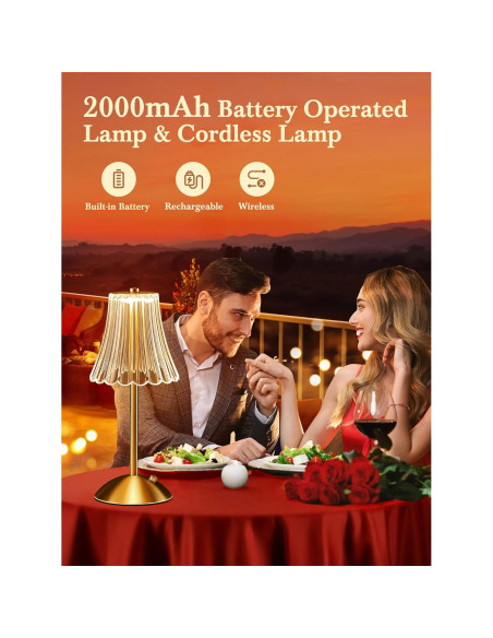 Lámpara Mini Vintage Dorada Rosa Recargable 10 Brillos