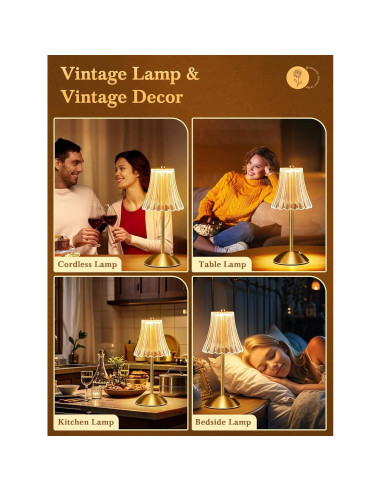 Lámpara Mini Vintage Dorada Rosa Recargable 10 Brillos