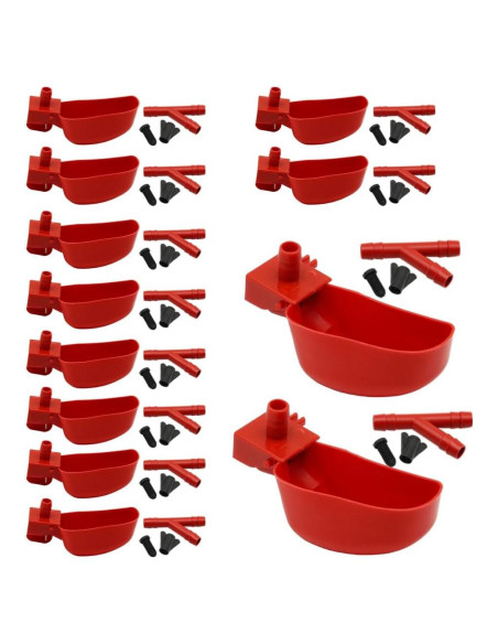 12 Tazas Bebederos Automáticos para Aves MODUODUO Rojo