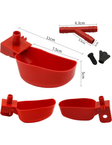 12 Tazas Bebederos Automáticos para Aves MODUODUO Rojo