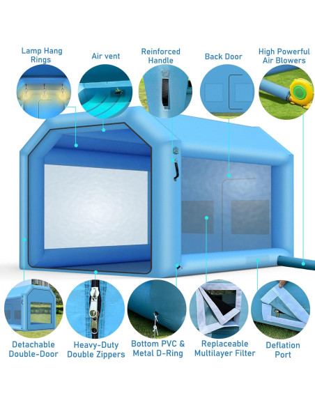 Cabina de Pintura Inflable LVAOSTT 3x2.5x2.5m con Soplador 550W