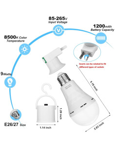 Bombillas Recargables Ostwiki 9W E27 Paquete de 6 Blancas 2