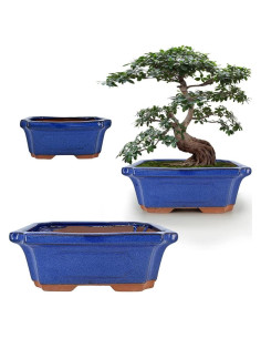 Macetas Rectangulares MUZHI Cerámica Azul 3 Piezas 15-23 cm