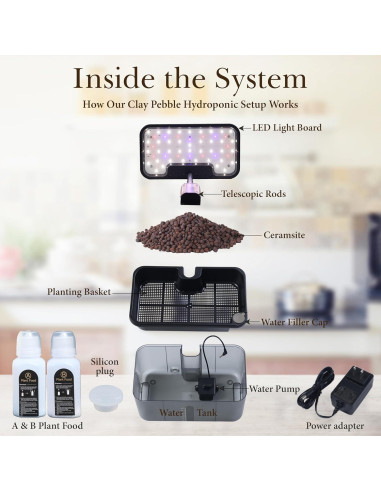 Kit Hidropónico Dewilde con Luz LED y Nutrientes 1,84 kg