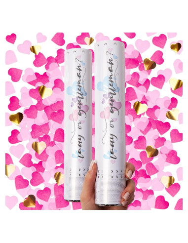 Cañón de Confeti PrimePure Rosa Corazones - Paquete de 2