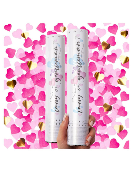 Cañón de Confeti PrimePure Rosa Corazones - Paquete de 2