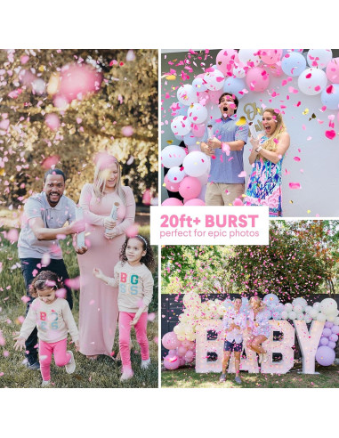 Cañón de Confeti PrimePure Rosa Corazones - Paquete de 2