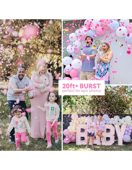 Cañón de Confeti PrimePure Rosa Corazones - Paquete de 2